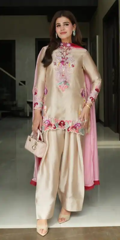 SR 1714 in Cream Embroidery Work Salwar Suit Natural Satin. Introductory Price ₹2149. Delivery 4-6 Working Days. Shop now. | Jump Suits, Salwar suit, Designer Suits, Casual Suits, Creative suits, Palazzo Suits, Party Wear Suits, Patiala Suits, Straight Suits