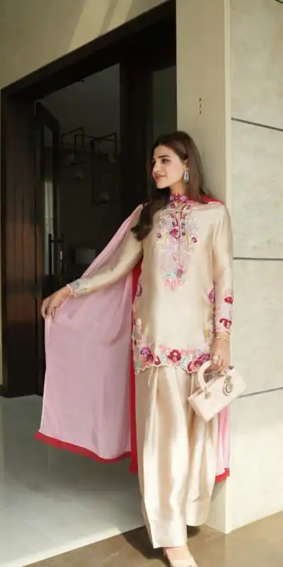 SR 1714 in Cream Embroidery Work Salwar Suit Natural Satin. Introductory Price ₹2149. Delivery 4-6 Working Days. Shop now. | Jump Suits, Salwar suit, Designer Suits, Casual Suits, Creative suits, Palazzo Suits, Party Wear Suits, Patiala Suits, Straight Suits