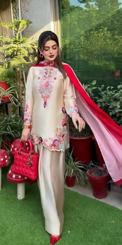 SR 1714 in Cream Embroidery Work Salwar Suit Natural Satin. Introductory Price ₹2149. Delivery 4-6 Working Days. Shop now. | Jump Suits, Salwar suit, Designer Suits, Casual Suits, Creative suits, Palazzo Suits, Party Wear Suits, Patiala Suits, Straight Suits