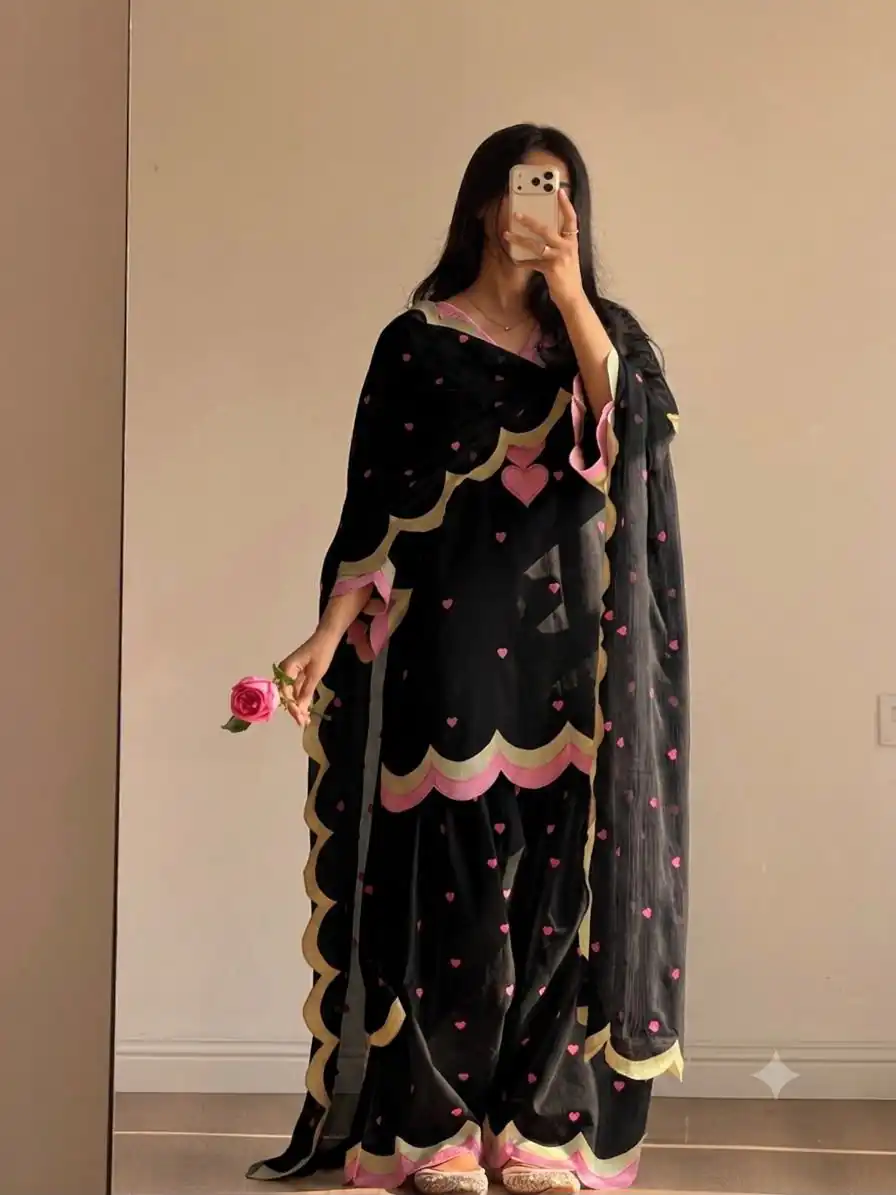 BE 490 Black Mul Chanderi Salwar Suit with Embroidery Work & Sequins Work. Festive Deal ₹2399. Delivery 4-6 Working Days. Shop nowp | Jump Suits, Salwar suit, Designer Suits, Casual Suits, Creative suits, Palazzo Suits, Party Wear Suits, Patiala Suits, Straight Suits