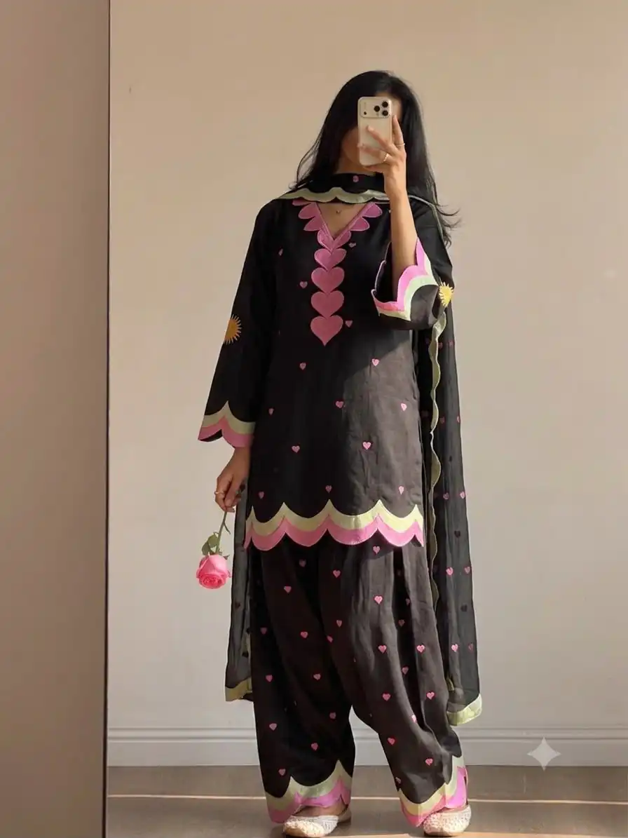 BE 490 Black Mul Chanderi Salwar Suit with Embroidery Work & Sequins Work. Festive Deal ₹2399. Delivery 4-6 Working Days. Shop nowp | Jump Suits, Salwar suit, Designer Suits, Casual Suits, Creative suits, Palazzo Suits, Party Wear Suits, Patiala Suits, Straight Suits