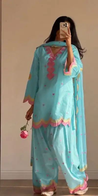 BE 490 Blue Mul Chanderi Salwar Suit with Embroidery Work & Sequins Work. Festive Deal ₹2399. Delivery 4-6 Working Days. Shop nowp | Jump Suits, Salwar suit, Designer Suits, Casual Suits, Creative suits, Palazzo Suits, Party Wear Suits, Patiala Suits, Straight Suits