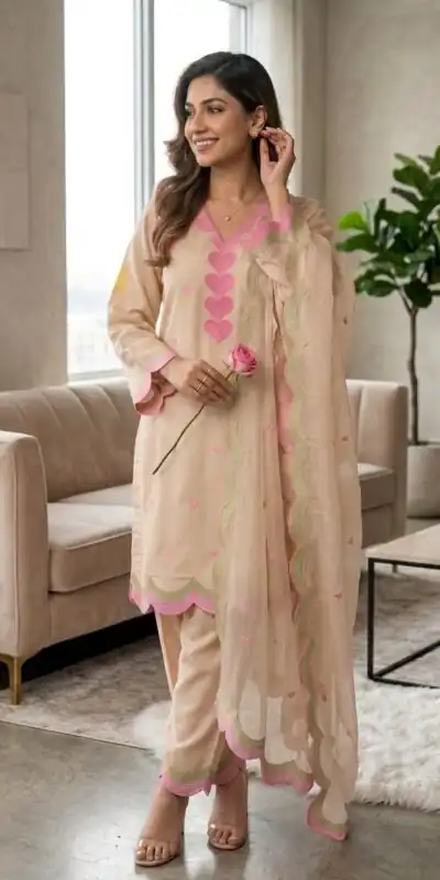 BE 490 Chiku Mul Chanderi Salwar Suit with Embroidery Work & Sequins Work. Festive Deal ₹2399. Delivery 4-6 Working Days. Shop nowp | Jump Suits, Salwar suit, Designer Suits, Casual Suits, Creative suits, Palazzo Suits, Party Wear Suits, Patiala Suits, Straight Suits