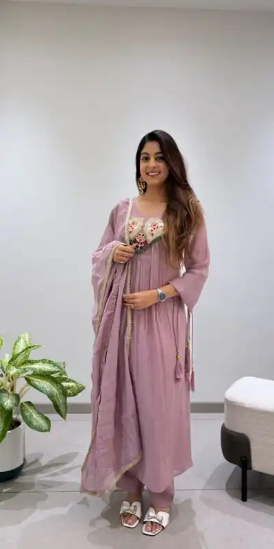 LG 2145 Lavender Mul Chanderi Salwar Suit with Embroidery Work & Sequins Work. Festive Deal ₹2799. Delivery 4-6 Working Days. Shop nowp | Jump Suits, Salwar suit, Designer Suits, Casual Suits, Creative suits, Palazzo Suits, Party Wear Suits, Patiala Suits, Straight Suits