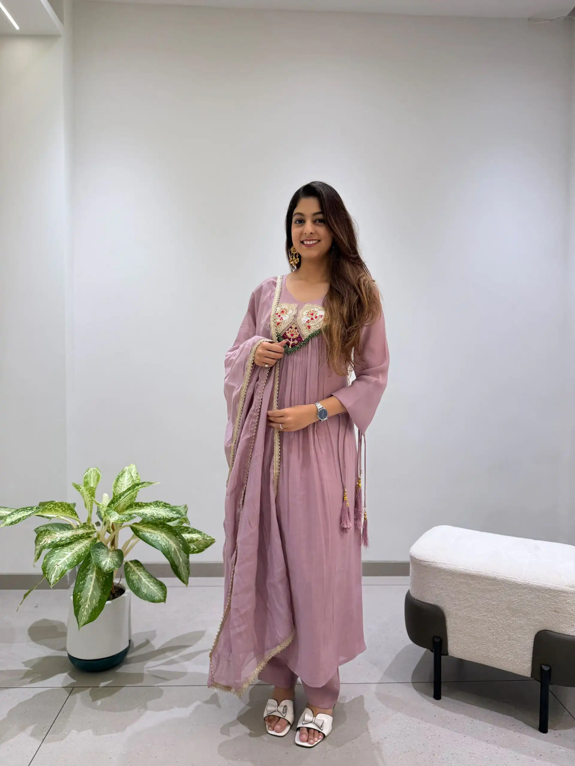 LG 2145 Lavender Mul Chanderi Salwar Suit with Embroidery Work & Sequins Work. Festive Deal ₹2799. Delivery 4-6 Working Days. Shop nowp | Jump Suits, Salwar suit, Designer Suits, Casual Suits, Creative suits, Palazzo Suits, Party Wear Suits, Patiala Suits, Straight Suits