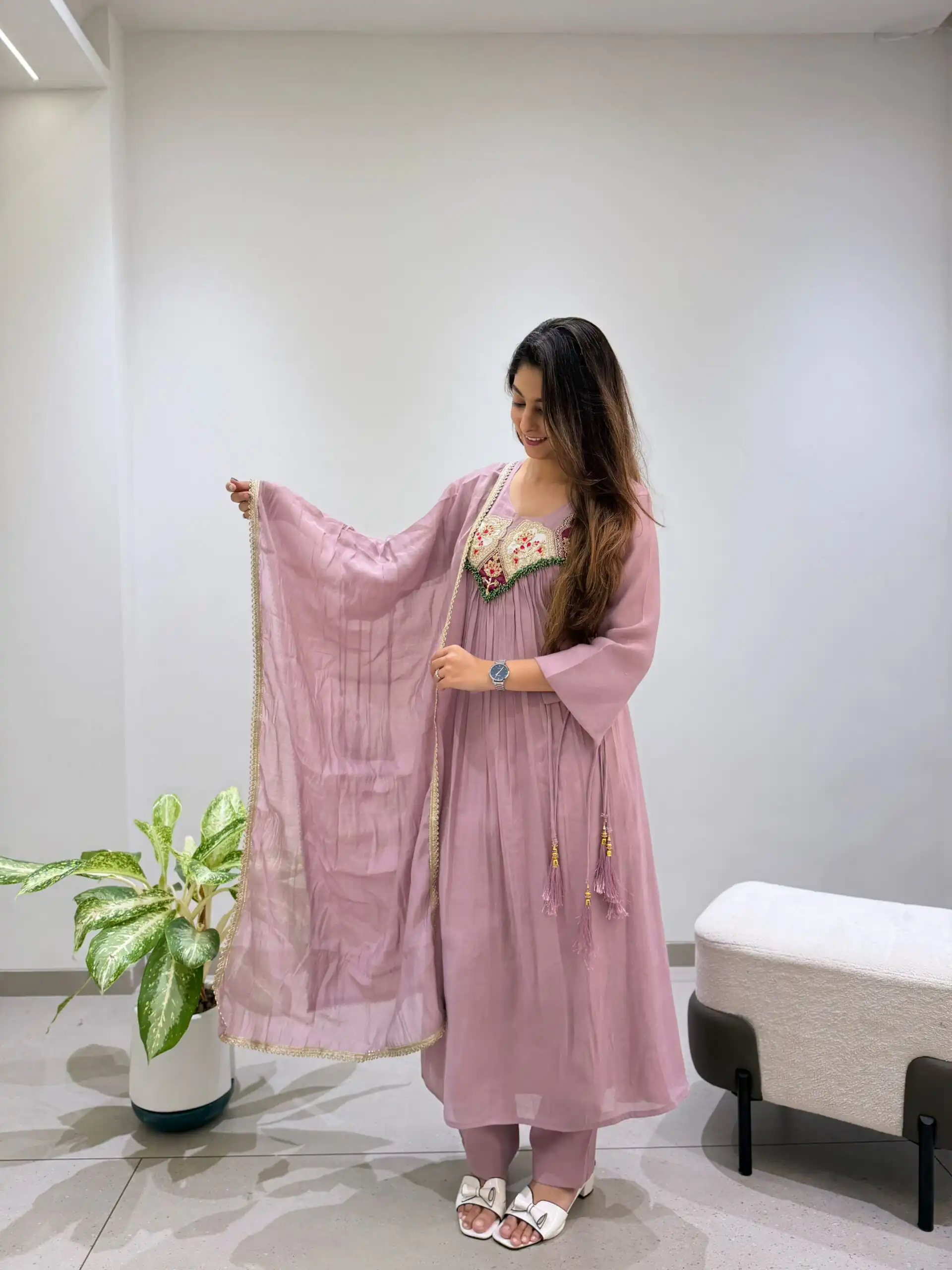 LG 2145 Lavender Mul Chanderi Salwar Suit with Embroidery Work & Sequins Work. Festive Deal ₹2799. Delivery 4-6 Working Days. Shop nowp | Jump Suits, Salwar suit, Designer Suits, Casual Suits, Creative suits, Palazzo Suits, Party Wear Suits, Patiala Suits, Straight Suits