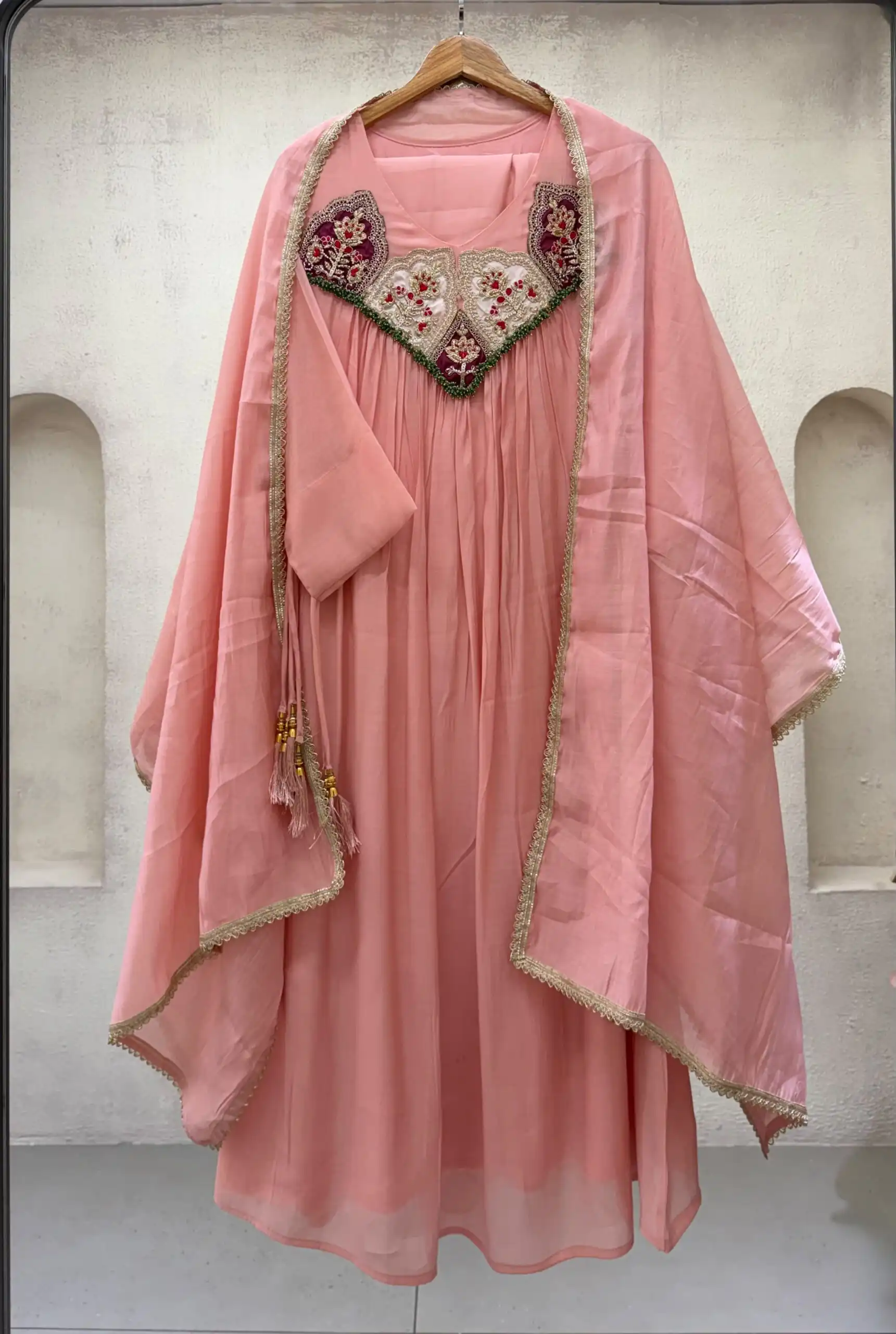 LG 2145 Peach Mul Chanderi Salwar Suit with Embroidery Work & Sequins Work. Festive Deal ₹2799. Delivery 4-6 Working Days. Shop nowp | Jump Suits, Salwar suit, Designer Suits, Casual Suits, Creative suits, Palazzo Suits, Party Wear Suits, Patiala Suits, Straight Suits