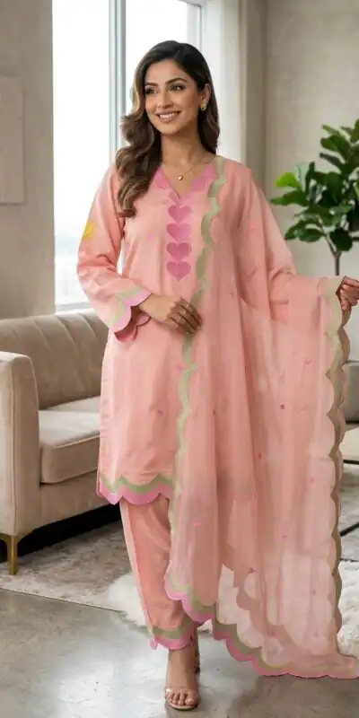 BE 490 Peach Mul Chanderi Salwar Suit with Embroidery Work & Sequins Work. Festive Deal ₹2399. Delivery 4-6 Working Days. Shop nowp | Jump Suits, Salwar suit, Designer Suits, Casual Suits, Creative suits, Palazzo Suits, Party Wear Suits, Patiala Suits, Straight Suits