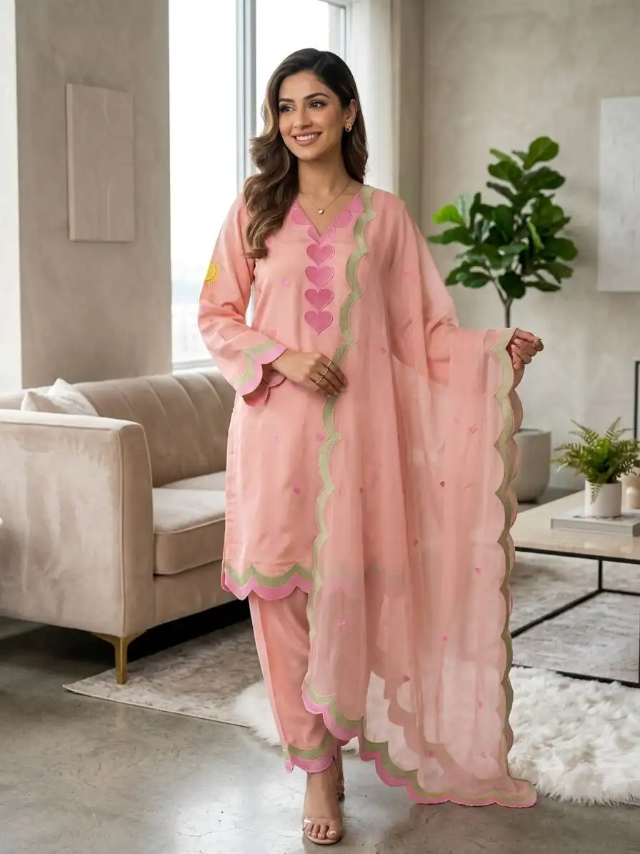 BE 490 Peach Mul Chanderi Salwar Suit with Embroidery Work & Sequins Work. Festive Deal ₹2399. Delivery 4-6 Working Days. Shop nowp | Jump Suits, Salwar suit, Designer Suits, Casual Suits, Creative suits, Palazzo Suits, Party Wear Suits, Patiala Suits, Straight Suits