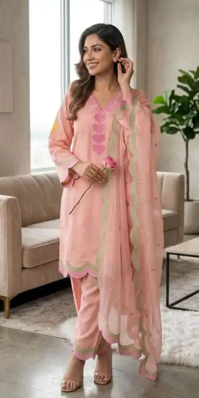 BE 490 Peach Mul Chanderi Salwar Suit with Embroidery Work & Sequins Work. Festive Deal ₹2399. Delivery 4-6 Working Days. Shop nowp | Jump Suits, Salwar suit, Designer Suits, Casual Suits, Creative suits, Palazzo Suits, Party Wear Suits, Patiala Suits, Straight Suits