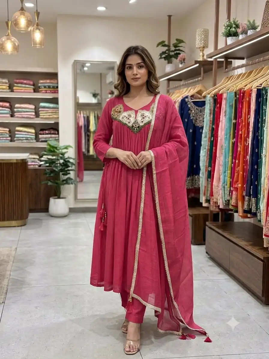 LG 2145 Pink Mul Chanderi Salwar Suit with Embroidery Work & Sequins Work. Festive Deal ₹2799. Delivery 4-6 Working Days. Shop nowp | Jump Suits, Salwar suit, Designer Suits, Casual Suits, Creative suits, Palazzo Suits, Party Wear Suits, Patiala Suits, Straight Suits