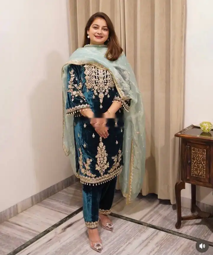 WW 1236 Blue Viscose Velvet Salwar Suit with Embroidery Work & Lace Work. Grab it for ₹2299. Delivery 4-6 Working Days. Shop now. | Jump Suits, Salwar suit, Designer Suits, Casual Suits, Creative suits, Palazzo Suits, Party Wear Suits, Patiala Suits, Straight Suits