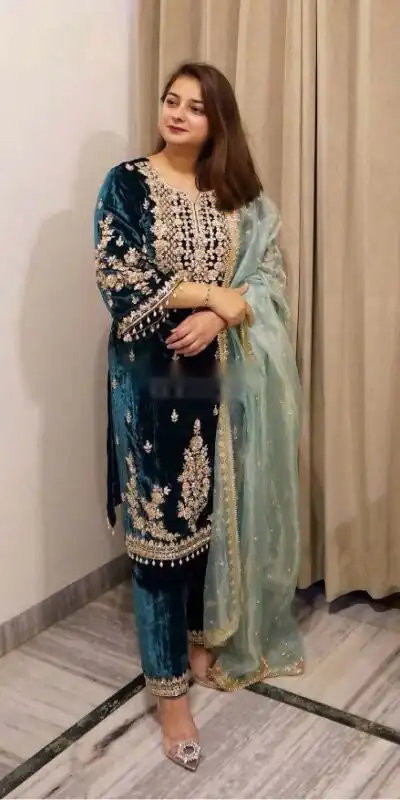 WW 1236 Blue Viscose Velvet Salwar Suit with Embroidery Work & Lace Work. Grab it for ₹2299. Delivery 4-6 Working Days. Shop now. | Jump Suits, Salwar suit, Designer Suits, Casual Suits, Creative suits, Palazzo Suits, Party Wear Suits, Patiala Suits, Straight Suits