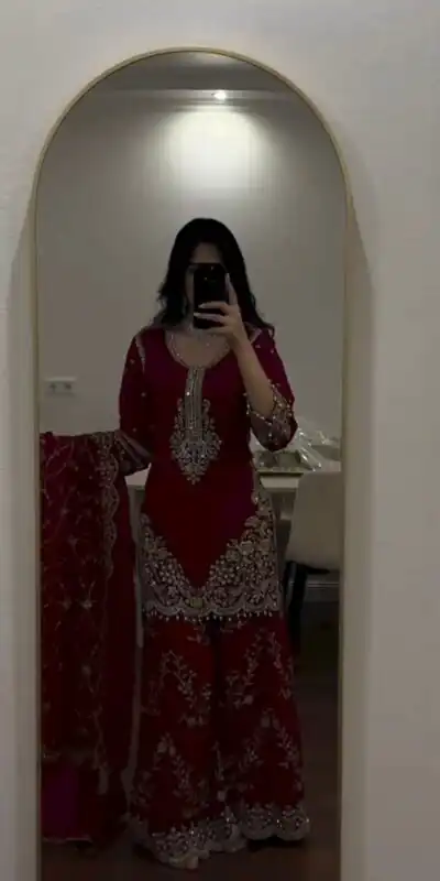 ZSR 3187 Maroon Faux Georgette Salwar Suit with Mirror Work & Embroidery Work. Get it for ₹2349. Delivery 4-6 Working Days. Shop now. | Jump Suits, Salwar suit, Designer Suits, Casual Suits, Creative suits, Palazzo Suits, Party Wear Suits, Patiala Suits, Straight Suits