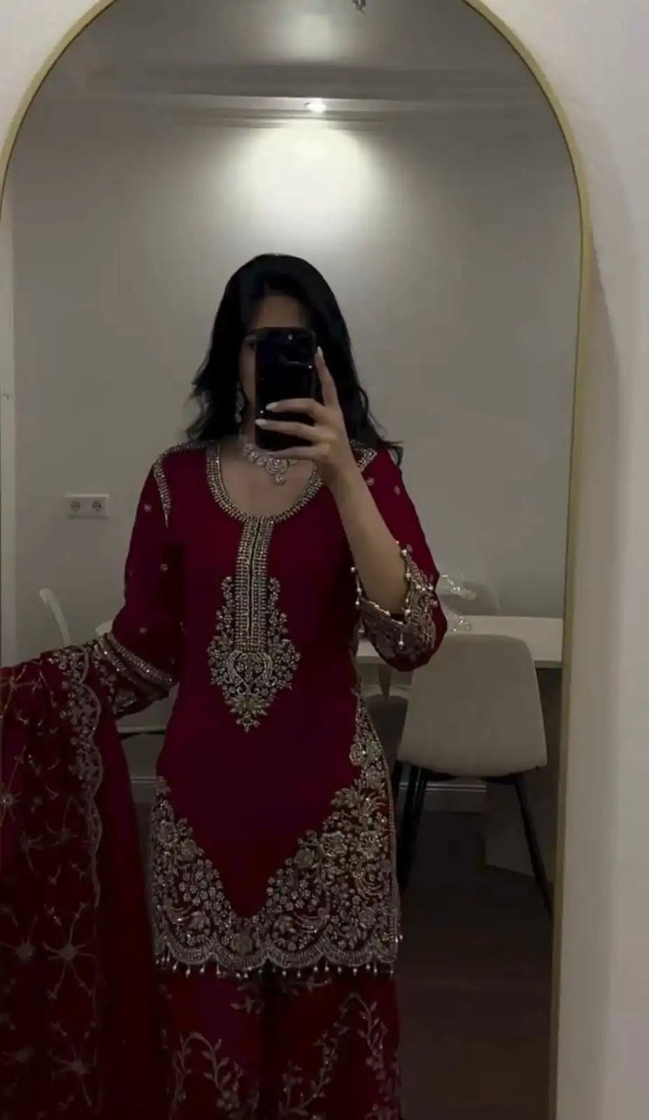 ZSR 3187 Maroon Faux Georgette Salwar Suit with Mirror Work & Embroidery Work. Get it for ₹2349. Delivery 4-6 Working Days. Shop now. | Jump Suits, Salwar suit, Designer Suits, Casual Suits, Creative suits, Palazzo Suits, Party Wear Suits, Patiala Suits, Straight Suits