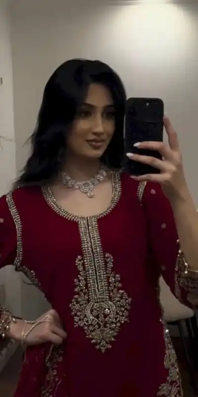 ZSR 3187 Maroon Faux Georgette Salwar Suit with Mirror Work & Embroidery Work. Get it for ₹2349. Delivery 4-6 Working Days. Shop now. | Jump Suits, Salwar suit, Designer Suits, Casual Suits, Creative suits, Palazzo Suits, Party Wear Suits, Patiala Suits, Straight Suits