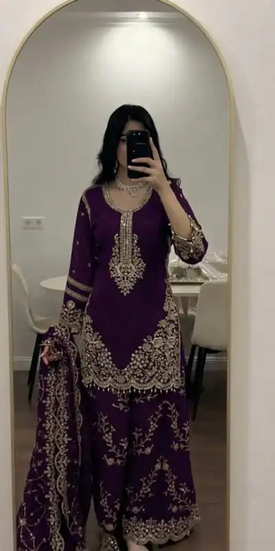 ZSR 3187 Purple Faux Georgette Salwar Suit with Mirror Work & Embroidery Work. Get it for ₹2349. Delivery 4-6 Working Days. Shop now. | Jump Suits, Salwar suit, Designer Suits, Casual Suits, Creative suits, Palazzo Suits, Party Wear Suits, Patiala Suits, Straight Suits