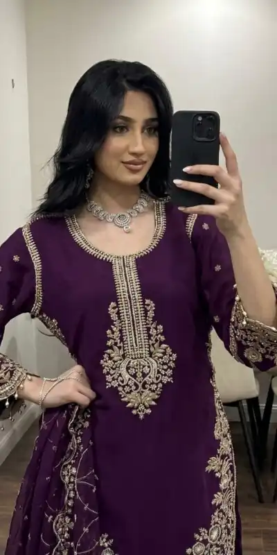 ZSR 3187 Purple Faux Georgette Salwar Suit with Mirror Work & Embroidery Work. Get it for ₹2349. Delivery 4-6 Working Days. Shop now. | Jump Suits, Salwar suit, Designer Suits, Casual Suits, Creative suits, Palazzo Suits, Party Wear Suits, Patiala Suits, Straight Suits