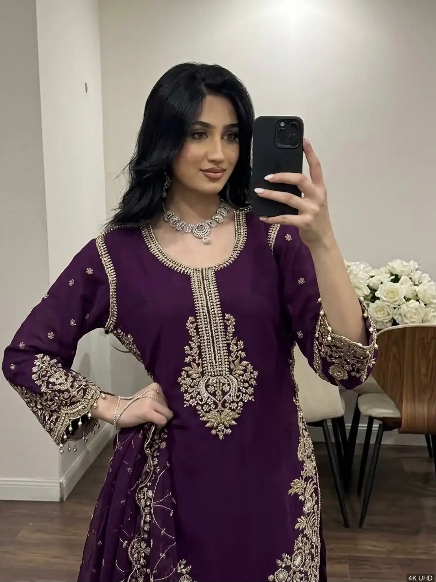 ZSR 3187 Purple Faux Georgette Salwar Suit with Mirror Work & Embroidery Work. Get it for ₹2349. Delivery 4-6 Working Days. Shop now. | Jump Suits, Salwar suit, Designer Suits, Casual Suits, Creative suits, Palazzo Suits, Party Wear Suits, Patiala Suits, Straight Suits