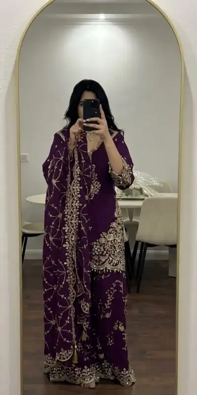 ZSR 3187 Purple Faux Georgette Salwar Suit with Mirror Work & Embroidery Work. Get it for ₹2349. Delivery 4-6 Working Days. Shop now. | Jump Suits, Salwar suit, Designer Suits, Casual Suits, Creative suits, Palazzo Suits, Party Wear Suits, Patiala Suits, Straight Suits