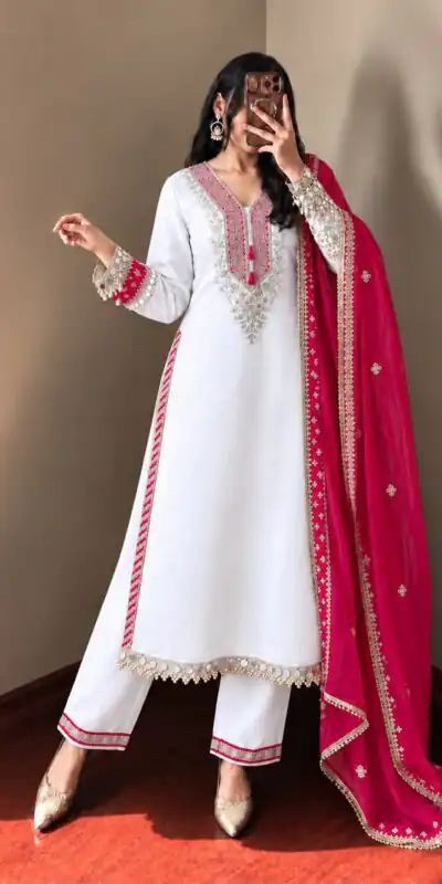 ZSR 3190 White Color Chinon Silk Embroidery Work Salwar Suit . Get it for ₹2349. Delivery 4-6 Working Days. Online Shop now. | Jump Suits, Salwar suit, Designer Suits, Casual Suits, Creative suits, Palazzo Suits, Party Wear Suits, Patiala Suits, Straight Suits