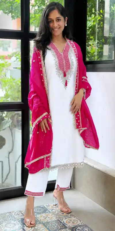 ZSR 3190 White Color Chinon Silk Embroidery Work Salwar Suit . Get it for ₹2349. Delivery 4-6 Working Days. Online Shop now. | Jump Suits, Salwar suit, Designer Suits, Casual Suits, Creative suits, Palazzo Suits, Party Wear Suits, Patiala Suits, Straight Suits