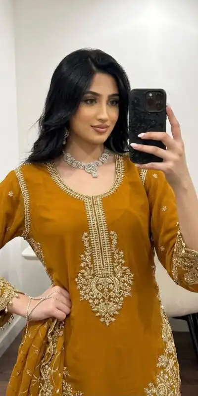 ZSR 3187 Yellow Faux Georgette Salwar Suit with Mirror Work & Embroidery Work. Get it for ₹2349. Delivery 4-6 Working Days. Shop now. | Jump Suits, Salwar suit, Designer Suits, Casual Suits, Creative suits, Palazzo Suits, Party Wear Suits, Patiala Suits, Straight Suits
