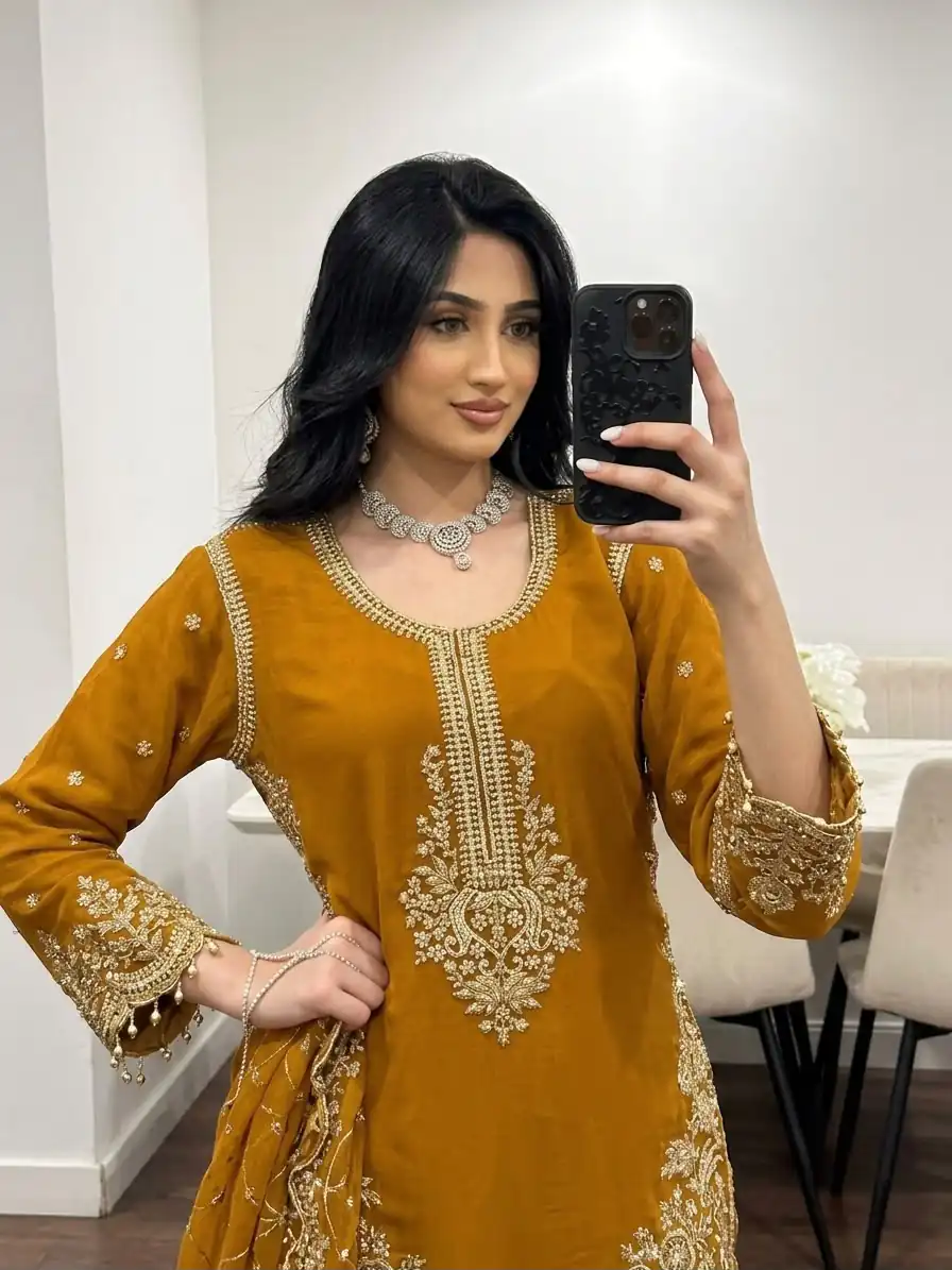 ZSR 3187 Yellow Faux Georgette Salwar Suit with Mirror Work & Embroidery Work. Get it for ₹2349. Delivery 4-6 Working Days. Shop now. | Jump Suits, Salwar suit, Designer Suits, Casual Suits, Creative suits, Palazzo Suits, Party Wear Suits, Patiala Suits, Straight Suits