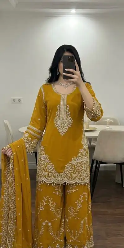 ZSR 3187 Yellow Faux Georgette Salwar Suit with Mirror Work & Embroidery Work. Get it for ₹2349. Delivery 4-6 Working Days. Shop now. | Jump Suits, Salwar suit, Designer Suits, Casual Suits, Creative suits, Palazzo Suits, Party Wear Suits, Patiala Suits, Straight Suits