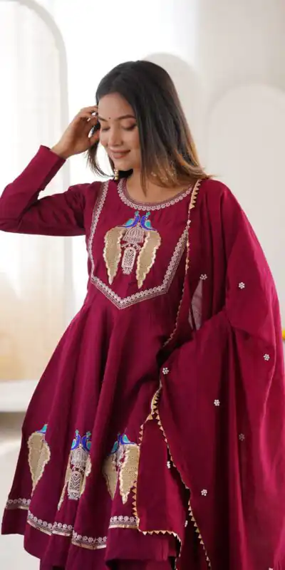 NSR 916 Maroon Roman Silk Salwar Suit with Sequins Work & Embroidery Work. Available at ₹2399 only. Delivery 4-6 Working Days. Shop now. | Jump Suits, Salwar suit, Designer Suits, Casual Suits, Creative suits, Palazzo Suits, Party Wear Suits, Patiala Suits, Straight Suits
