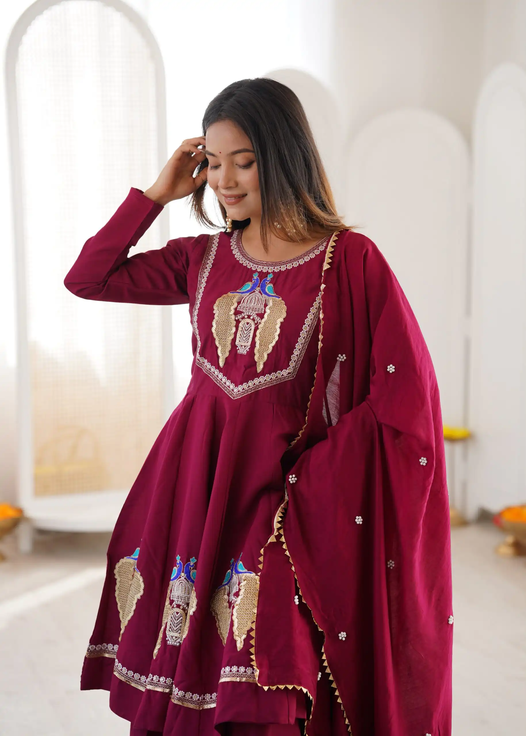 NSR 916 Maroon Roman Silk Salwar Suit with Sequins Work & Embroidery Work. Available at ₹2399 only. Delivery 4-6 Working Days. Shop now. | Jump Suits, Salwar suit, Designer Suits, Casual Suits, Creative suits, Palazzo Suits, Party Wear Suits, Patiala Suits, Straight Suits