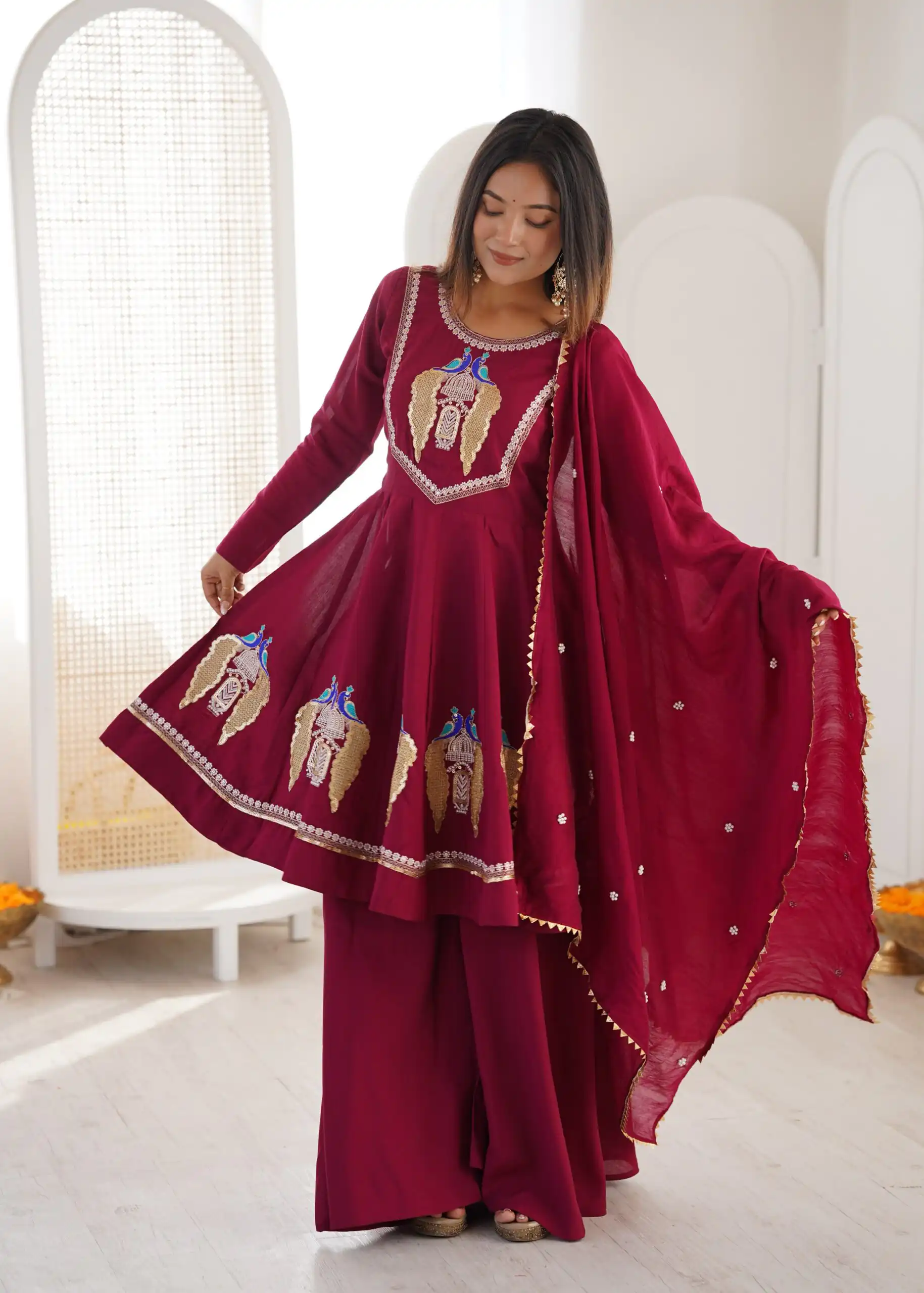 NSR 916 Maroon Roman Silk Salwar Suit with Sequins Work & Embroidery Work. Available at ₹2399 only. Delivery 4-6 Working Days. Shop now. | Jump Suits, Salwar suit, Designer Suits, Casual Suits, Creative suits, Palazzo Suits, Party Wear Suits, Patiala Suits, Straight Suits
