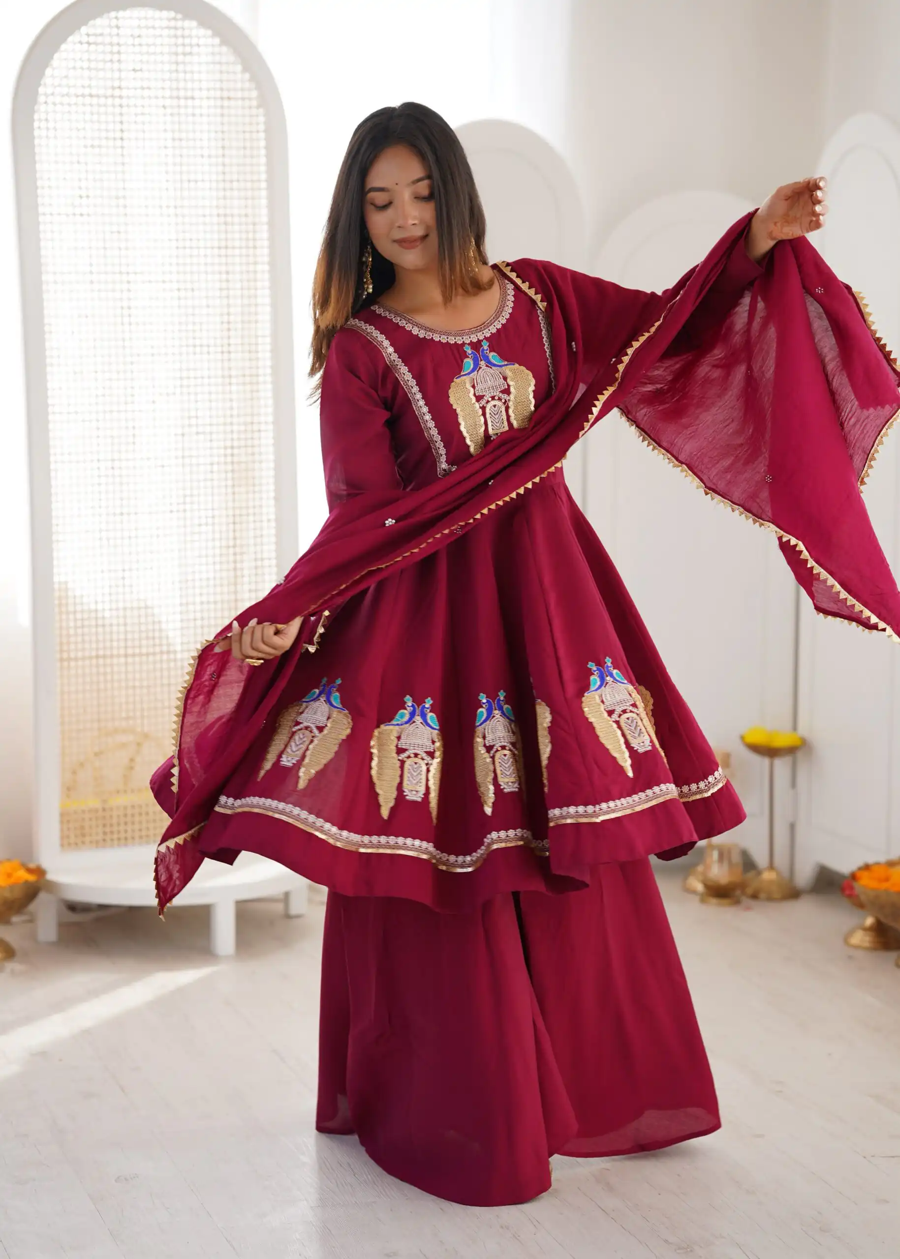 NSR 916 Maroon Roman Silk Salwar Suit with Sequins Work & Embroidery Work. Available at ₹2399 only. Delivery 4-6 Working Days. Shop now. | Jump Suits, Salwar suit, Designer Suits, Casual Suits, Creative suits, Palazzo Suits, Party Wear Suits, Patiala Suits, Straight Suits