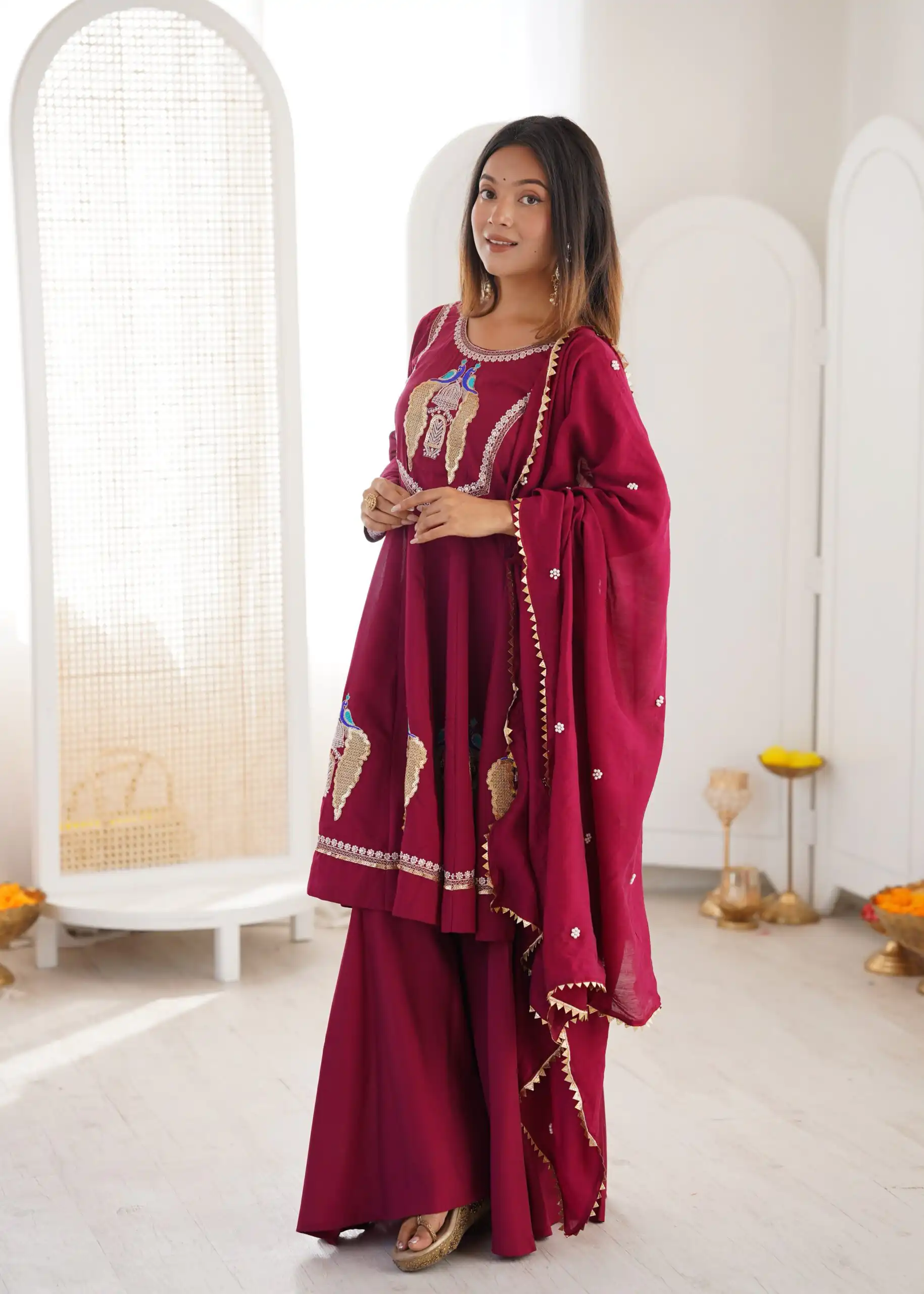 NSR 916 Maroon Roman Silk Salwar Suit with Sequins Work & Embroidery Work. Available at ₹2399 only. Delivery 4-6 Working Days. Shop now. | Jump Suits, Salwar suit, Designer Suits, Casual Suits, Creative suits, Palazzo Suits, Party Wear Suits, Patiala Suits, Straight Suits