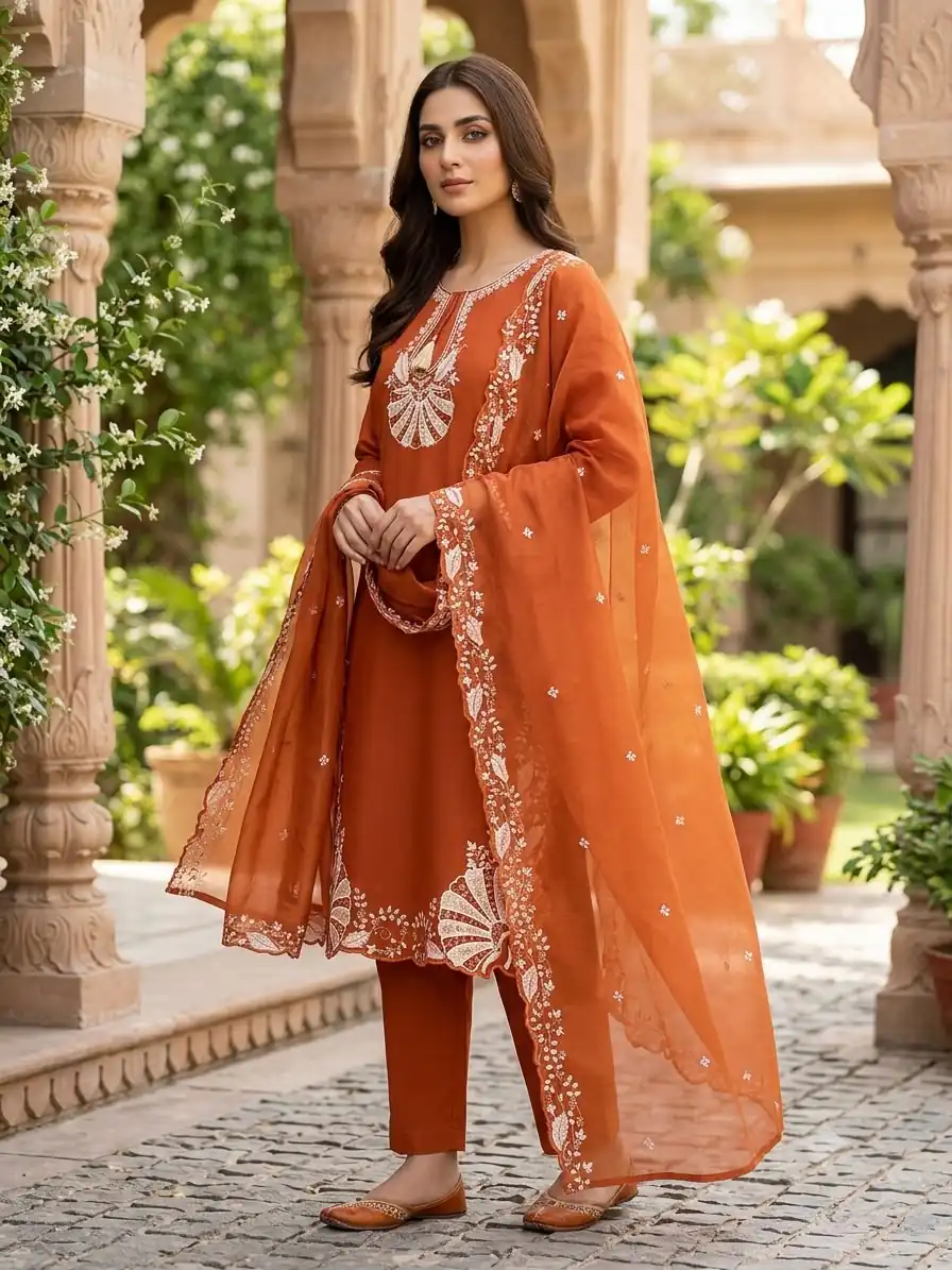 BE 502 Orange Roman Silk Salwar Suit with Sequins Work & Embroidery Work. Available at ₹2199 only. Delivery 4-6 Working Days. Shop now. | Jump Suits, Salwar suit, Designer Suits, Casual Suits, Creative suits, Palazzo Suits, Party Wear Suits, Patiala Suits, Straight Suits