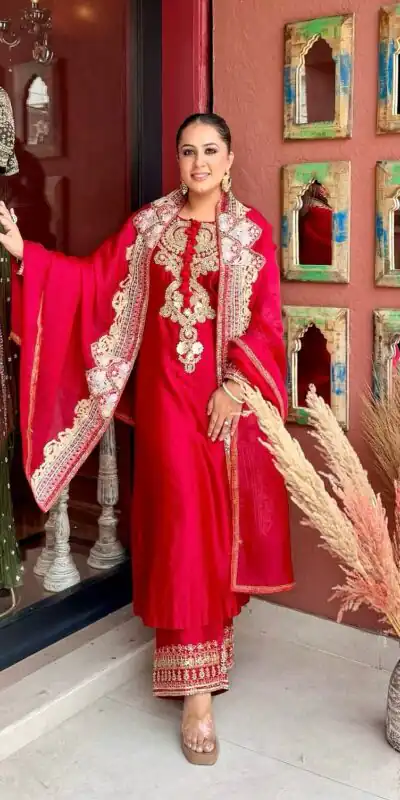 BE 500 Red Roman Silk Salwar Suit with Sequins Work & Embroidery Work. Available at ₹2449 only. Delivery 4-6 Working Days. Shop now. | Jump Suits, Salwar suit, Designer Suits, Casual Suits, Creative suits, Palazzo Suits, Party Wear Suits, Patiala Suits, Straight Suits