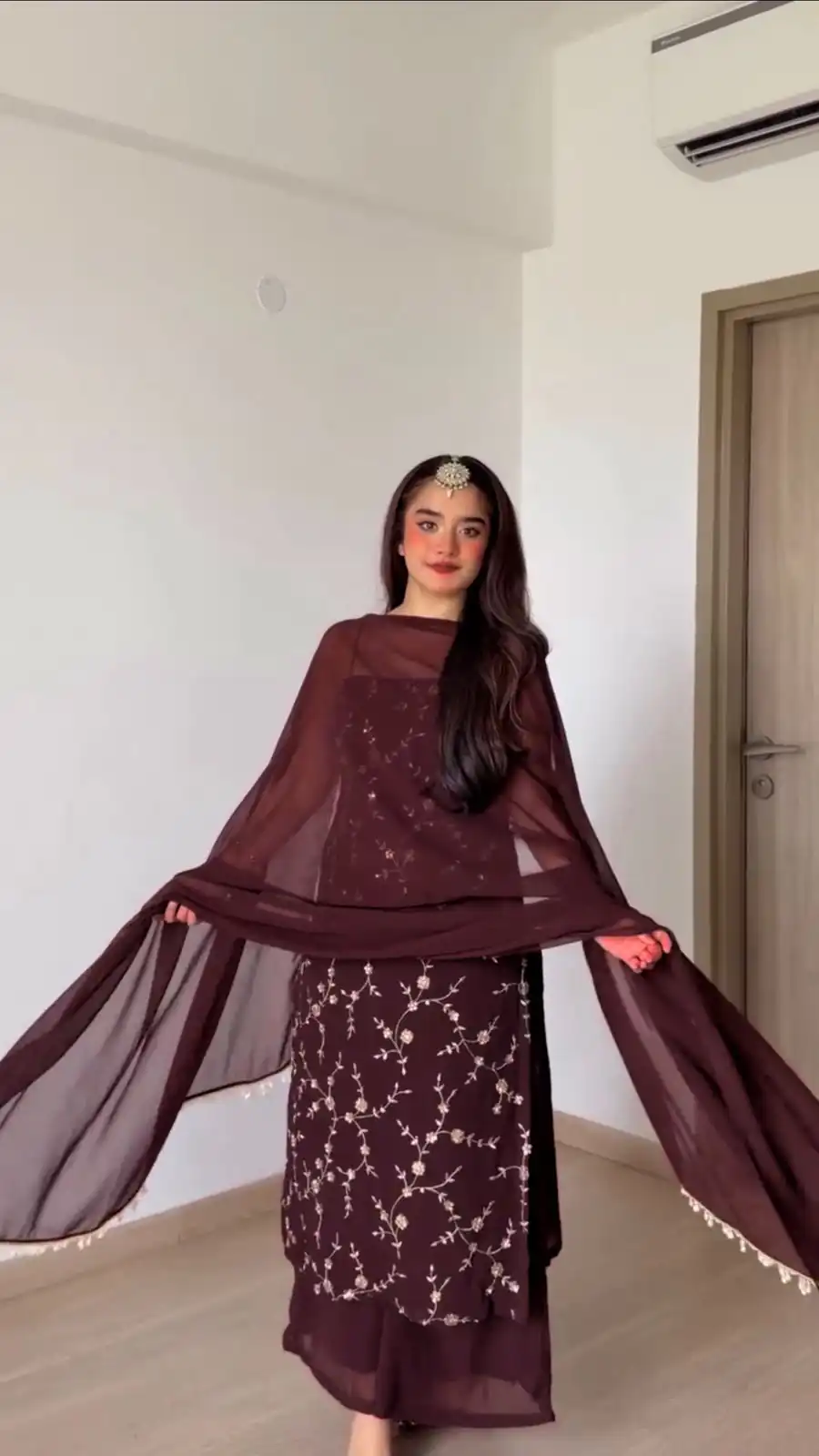 RTC 6067 Brown Faux Georgette Salwar Suit with Mirror Work & Embroidery Work. Get it for ₹2049. Delivery 4-6 Working Days. Shop now. | Jump Suits, Salwar suit, Designer Suits, Casual Suits, Creative suits, Palazzo Suits, Party Wear Suits, Patiala Suits, Straight Suits