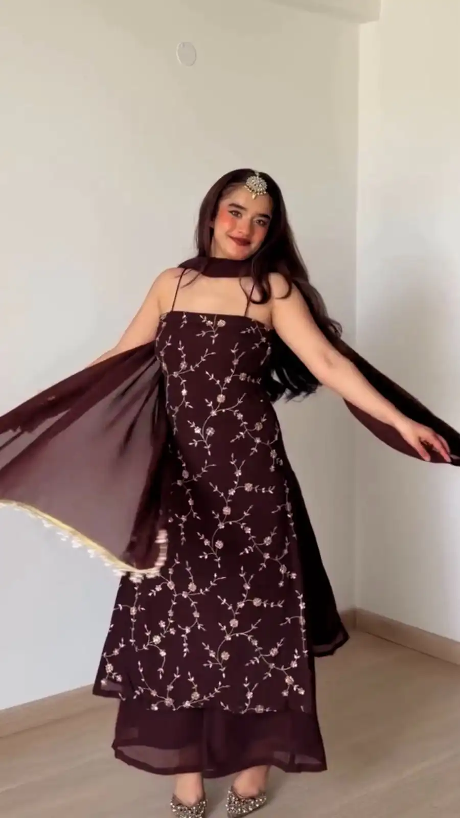 RTC 6067 Brown Faux Georgette Salwar Suit with Mirror Work & Embroidery Work. Get it for ₹2049. Delivery 4-6 Working Days. Shop now. | Jump Suits, Salwar suit, Designer Suits, Casual Suits, Creative suits, Palazzo Suits, Party Wear Suits, Patiala Suits, Straight Suits