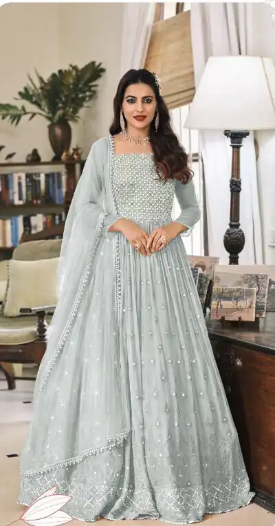 FC 1381 Grey Georgette Salwar Suit with Mirror Work & Embroidery Work. Get it for ₹2449. Delivery 4-6 Working Days. Shop now. | Jump Suits, Salwar suit, Designer Suits, Casual Suits, Creative suits, Palazzo Suits, Party Wear Suits, Patiala Suits, Straight Suits