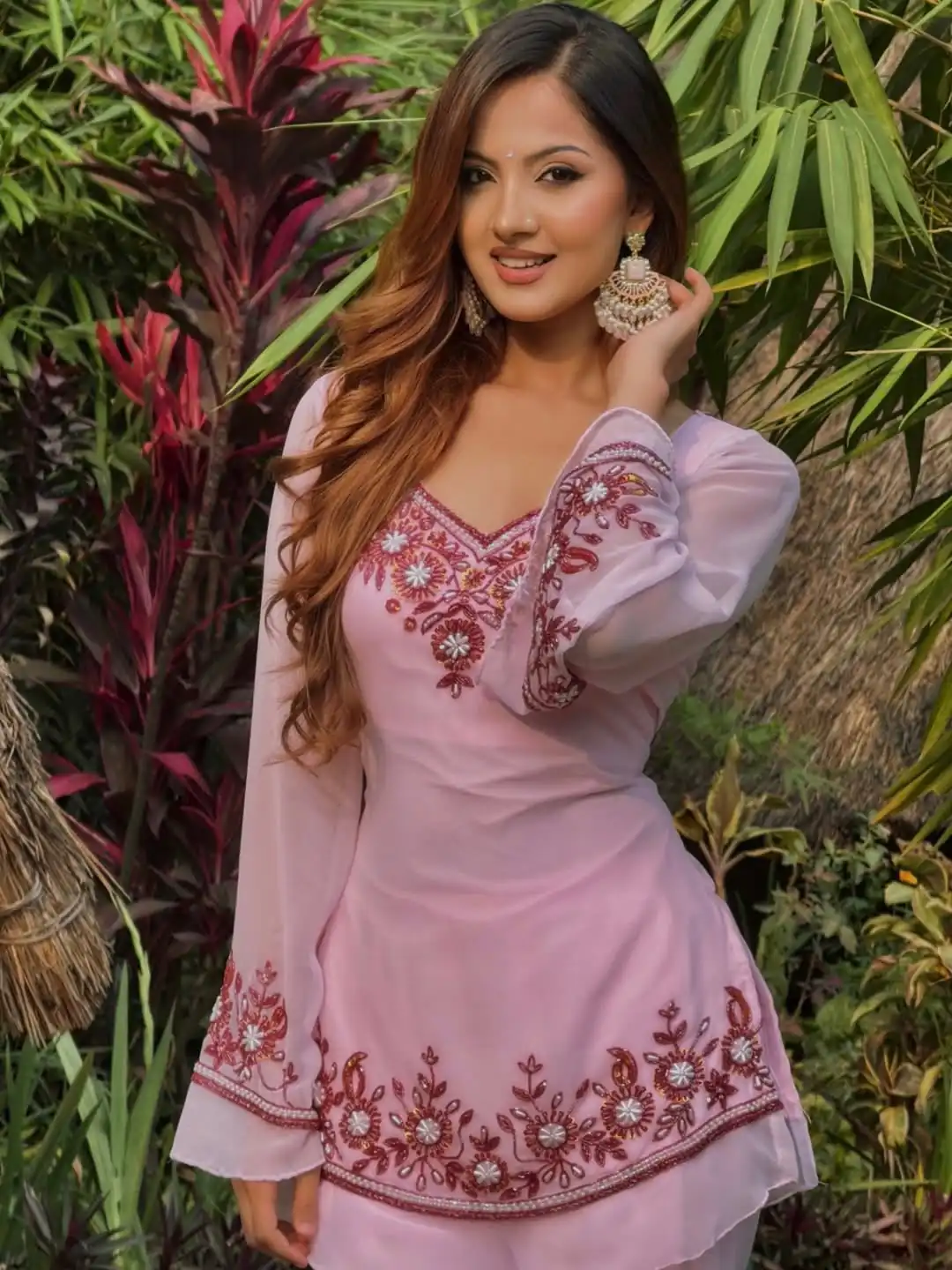 MF 509 Pink Faux Georgette Salwar Suit with Embroidery Work. Available at ₹1999 only. Delivery 4-6 Working Days. Shop now. | Jump Suits, Tops & Bottoms, Track Suits, Trendy Wear, Salwar suit, Designer Suits, Casual Suits, Creative suits, Palazzo Suits, Party Wear Suits, Patiala Suits, Straight Suits