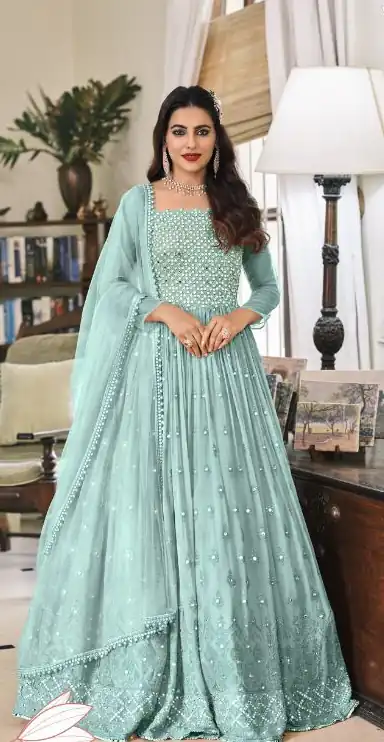 FC 1381 Sky Blue Georgette Salwar Suit with Mirror Work & Embroidery Work. Get it for ₹2449. Delivery 4-6 Working Days. Shop now. | Jump Suits, Salwar suit, Designer Suits, Casual Suits, Creative suits, Palazzo Suits, Party Wear Suits, Patiala Suits, Straight Suits