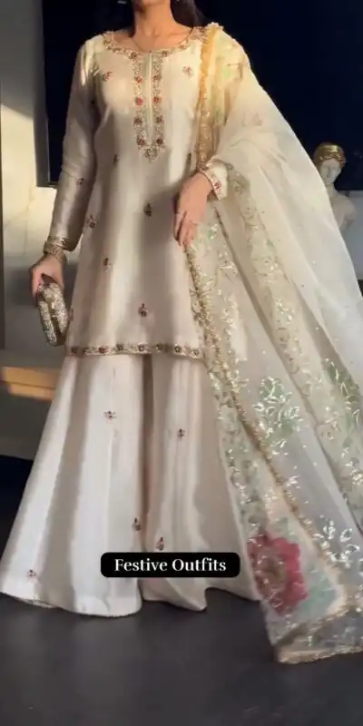 ST 1204 White Faux Georgette Salwar Suit with Embroidery Work. Available at ₹2249 only. Delivery 4-6 Working Days. Shop now. | Jump Suits, Tops & Bottoms, Track Suits, Trendy Wear, Salwar suit, Designer Suits, Casual Suits, Creative suits, Palazzo Suits, Party Wear Suits, Patiala Suits, Straight Suits
