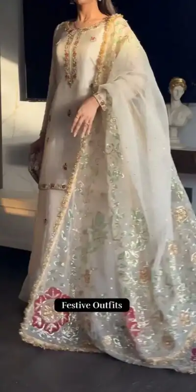 ST 1204 White Faux Georgette Salwar Suit with Embroidery Work. Available at ₹2249 only. Delivery 4-6 Working Days. Shop now. | Jump Suits, Tops & Bottoms, Track Suits, Trendy Wear, Salwar suit, Designer Suits, Casual Suits, Creative suits, Palazzo Suits, Party Wear Suits, Patiala Suits, Straight Suits