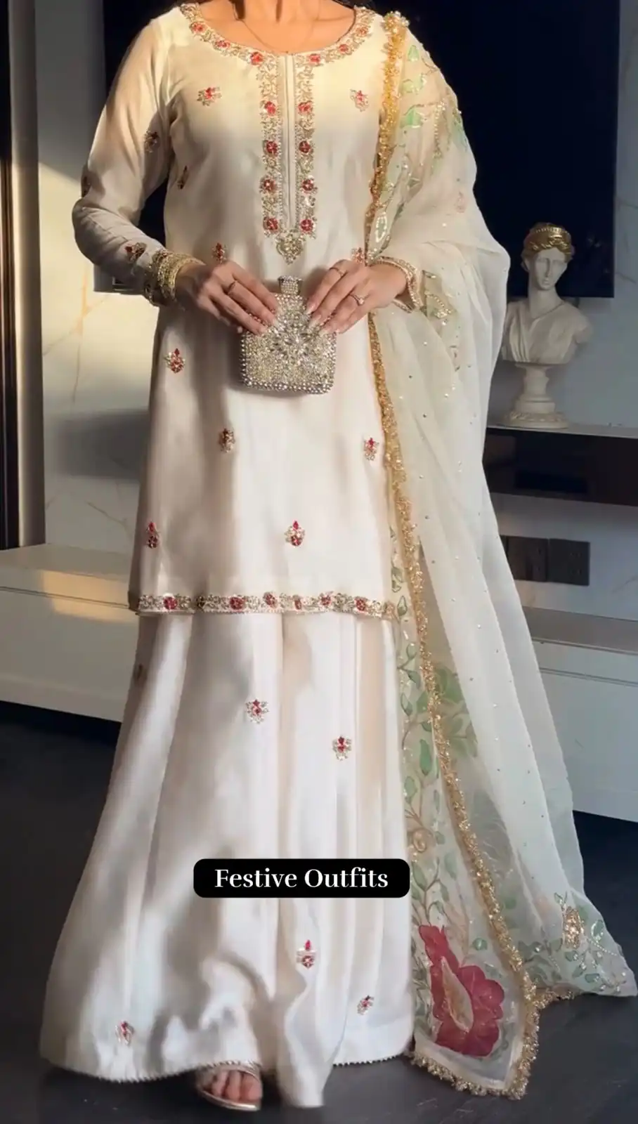 ST 1204 White Faux Georgette Salwar Suit with Embroidery Work. Available at ₹2249 only. Delivery 4-6 Working Days. Shop now. | Jump Suits, Tops & Bottoms, Track Suits, Trendy Wear, Salwar suit, Designer Suits, Casual Suits, Creative suits, Palazzo Suits, Party Wear Suits, Patiala Suits, Straight Suits