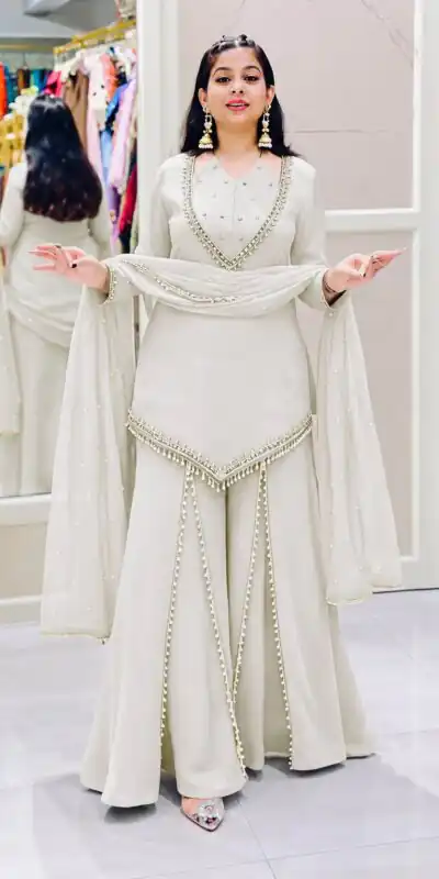JF 054 White Color Roman Silk Salwar Suit with Embroidery Work. Available at ₹2399 only. Delivery 4-6 Working Days. Shop now. | Jump Suits, Salwar suit, Designer Suits, Casual Suits, Creative suits, Palazzo Suits, Party Wear Suits, Patiala Suits, Straight Suits