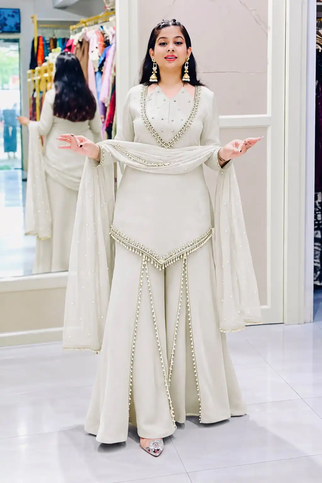 JF 054 White Color Roman Silk Salwar Suit with Embroidery Work. Available at ₹2399 only. Delivery 4-6 Working Days. Shop now. | Jump Suits, Salwar suit, Designer Suits, Casual Suits, Creative suits, Palazzo Suits, Party Wear Suits, Patiala Suits, Straight Suits