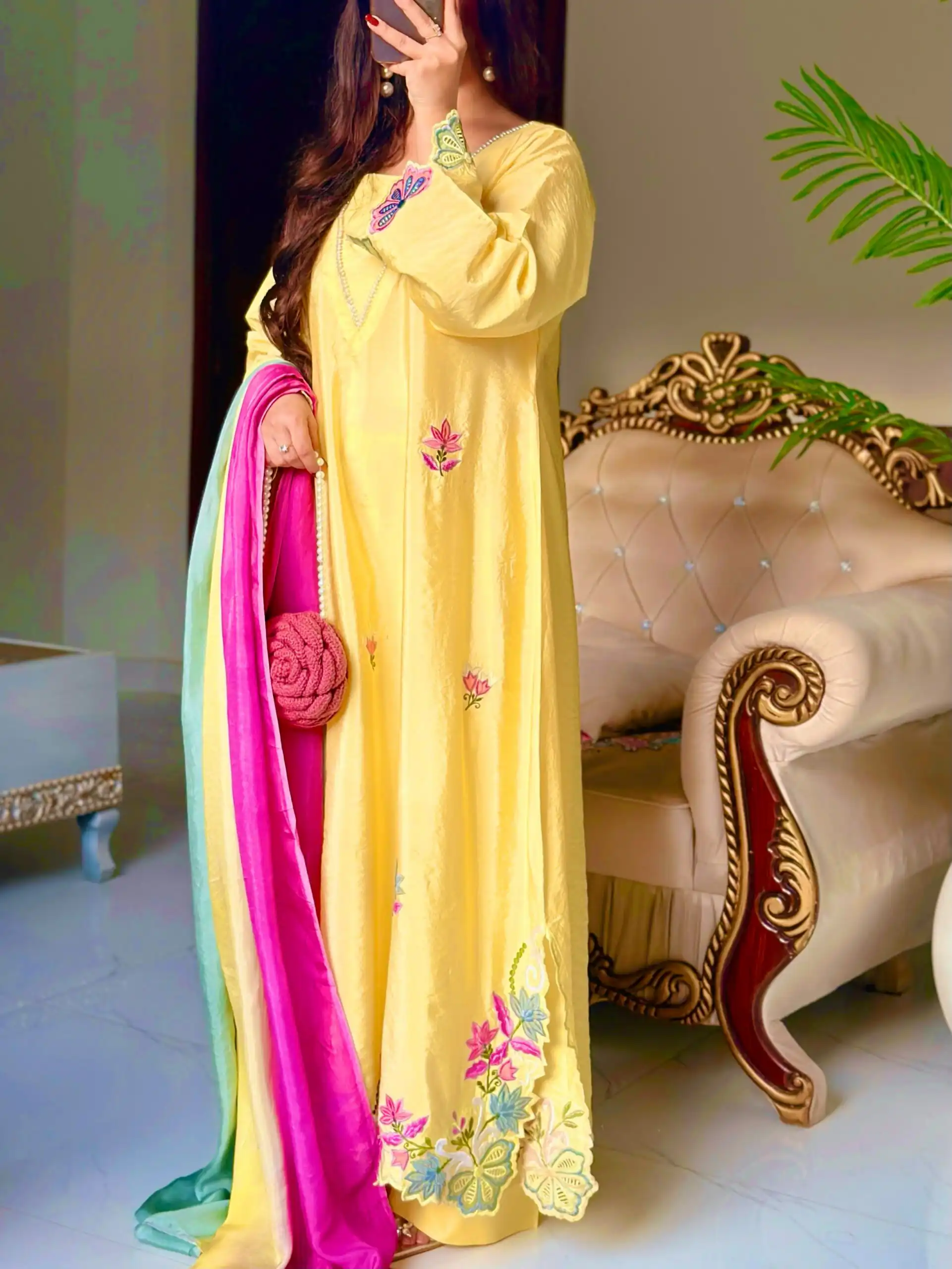 MF 544 Yellow Ho Silk Salwar Suit with Sequins Work & Embroidery Work. Grab it for ₹2349. Delivery 4-6 Working Days. Shop now. | Jump Suits, Salwar suit, Designer Suits, Casual Suits, Creative suits, Palazzo Suits, Party Wear Suits, Patiala Suits, Straight Suits