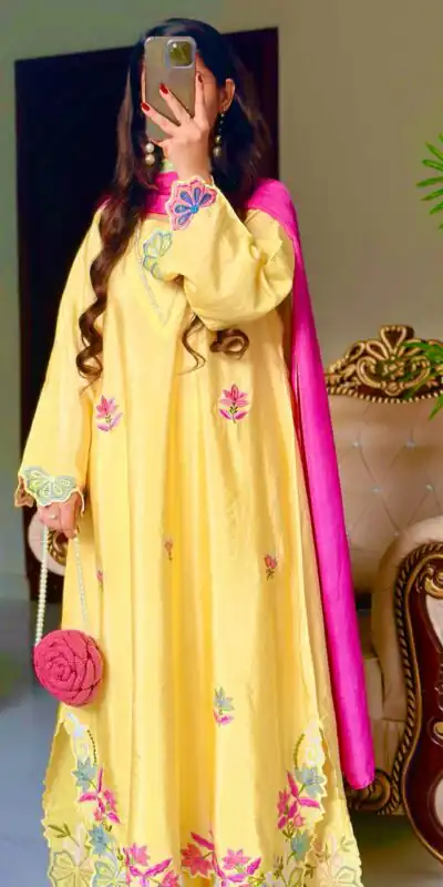 MF 544 Yellow Ho Silk Salwar Suit with Sequins Work & Embroidery Work. Grab it for ₹2349. Delivery 4-6 Working Days. Shop now. | Jump Suits, Salwar suit, Designer Suits, Casual Suits, Creative suits, Palazzo Suits, Party Wear Suits, Patiala Suits, Straight Suits