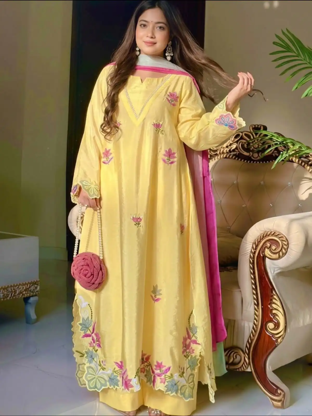 MF 544 Yellow Ho Silk Salwar Suit with Sequins Work & Embroidery Work. Grab it for ₹2349. Delivery 4-6 Working Days. Shop now. | Jump Suits, Salwar suit, Designer Suits, Casual Suits, Creative suits, Palazzo Suits, Party Wear Suits, Patiala Suits, Straight Suits