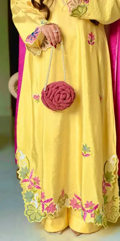 MF 544 Yellow Ho Silk Salwar Suit with Sequins Work & Embroidery Work. Grab it for ₹2349. Delivery 4-6 Working Days. Shop now. | Jump Suits, Salwar suit, Designer Suits, Casual Suits, Creative suits, Palazzo Suits, Party Wear Suits, Patiala Suits, Straight Suits